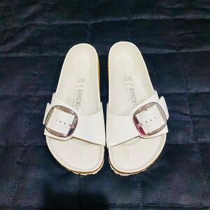 Birkenstock White Madrid Big Buckle Sandals - Beautiful Size 38, US 7.5-8